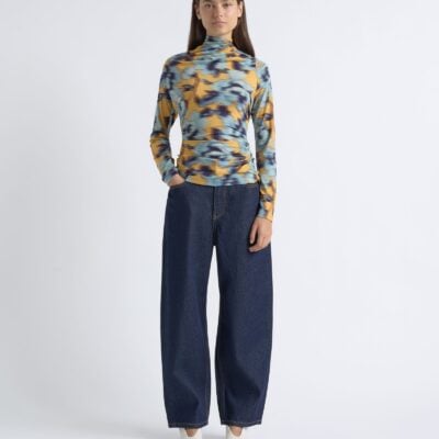 Cue Blurred Floral Gathered Long Sleeve Top - Image 2