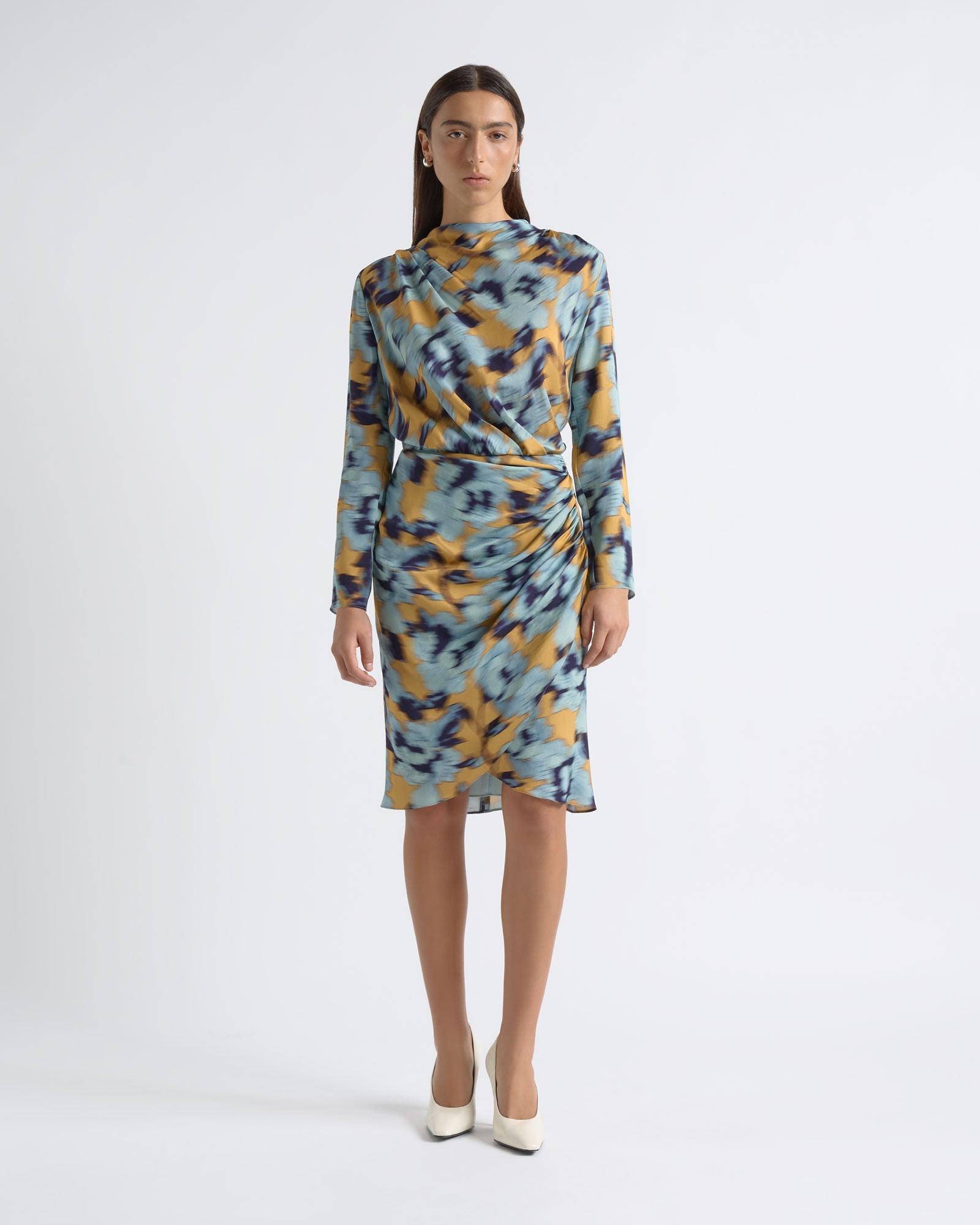 Cue Blurred Floral Gathered Dress - Image 1