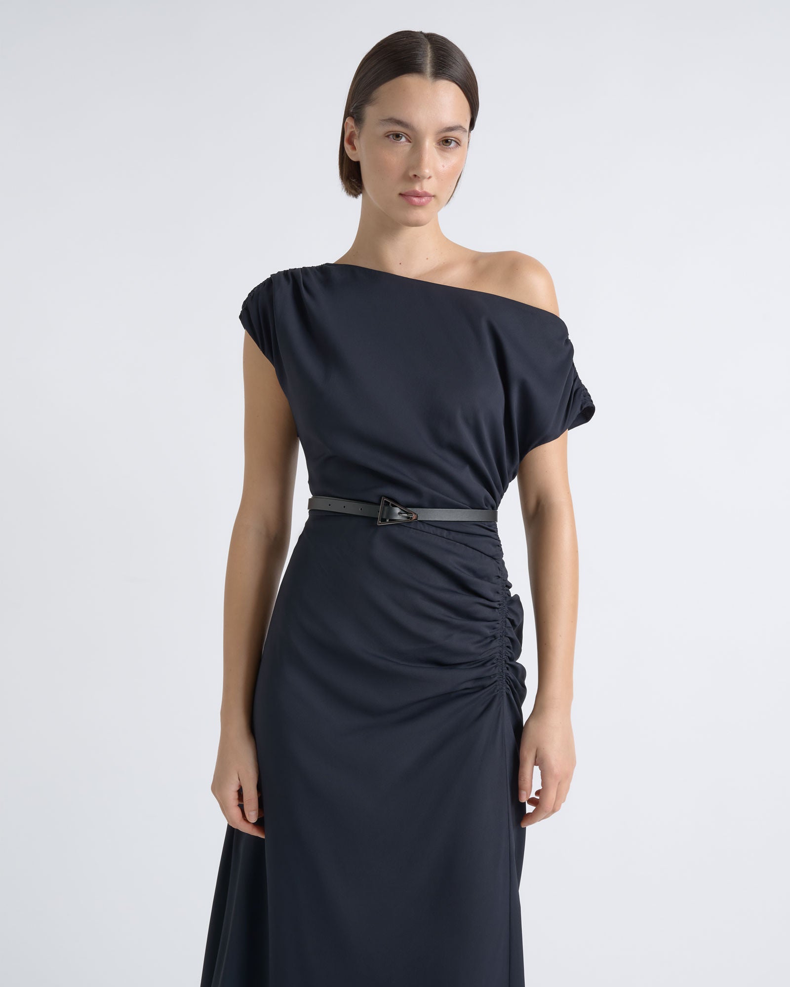 Cue Asymmetrical Draped Midi Dress - Image 3