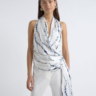 Cue Abstract Print Drape Neck Top - Image 1