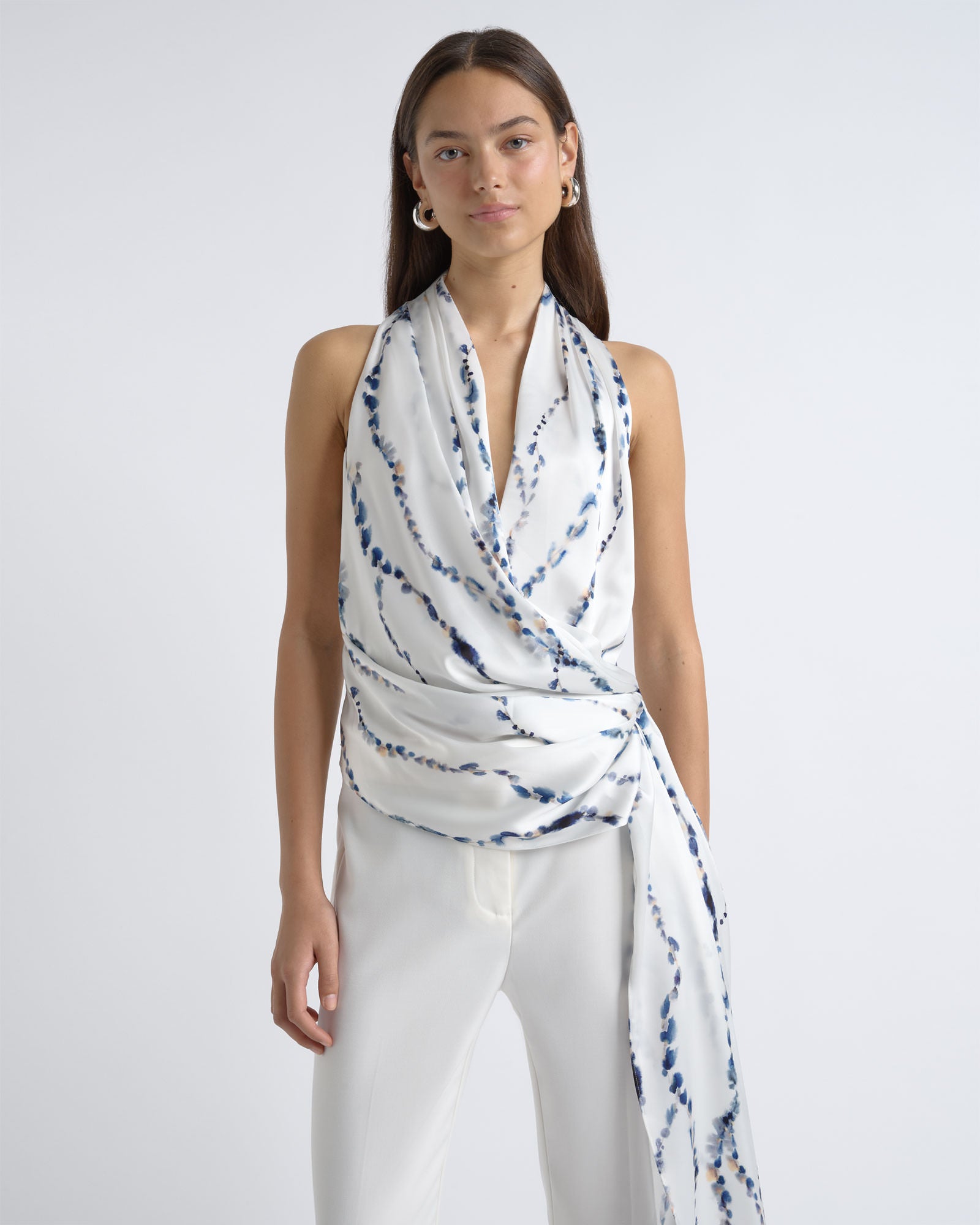 Cue Abstract Print Drape Neck Top - Image 1