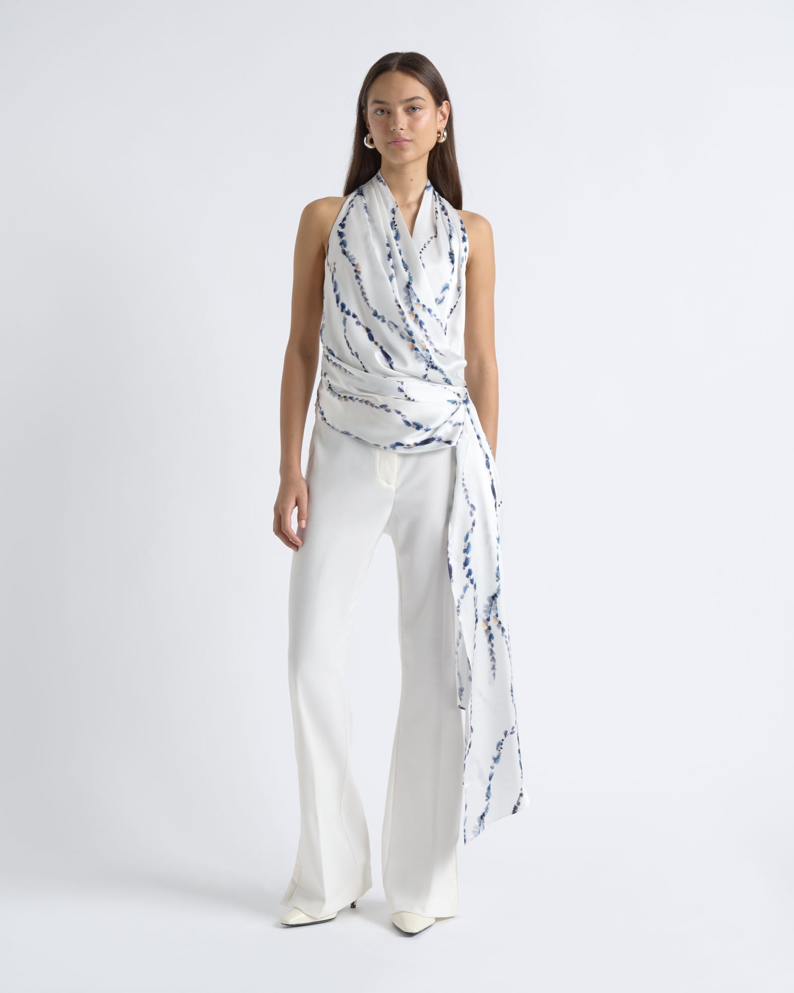 MNCUE260826054018083_2 Cue Abstract Print Drape Neck Top - Image 2