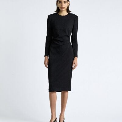 Cue Shirred Jacquard Knit Midi Dress - Image 1