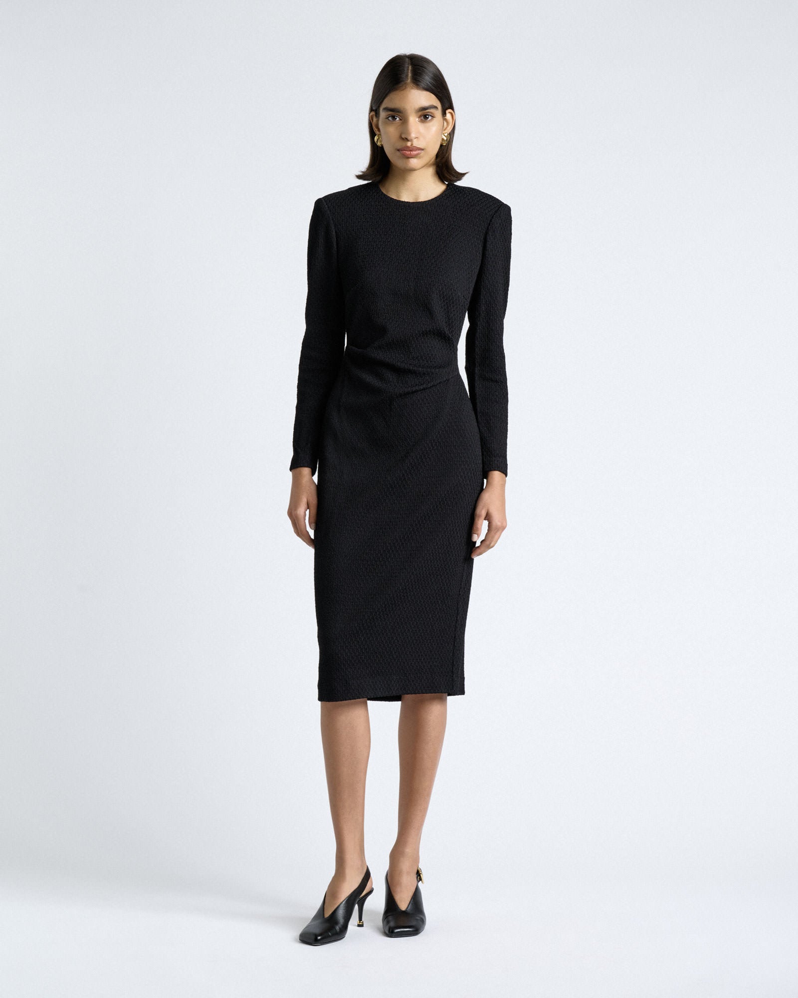 Cue Shirred Jacquard Knit Midi Dress - Image 1