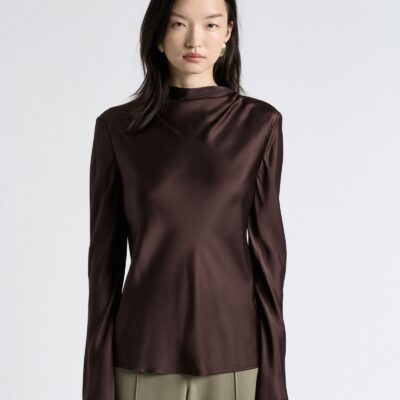 Cue Satin Long Sleeve Top - Image 1