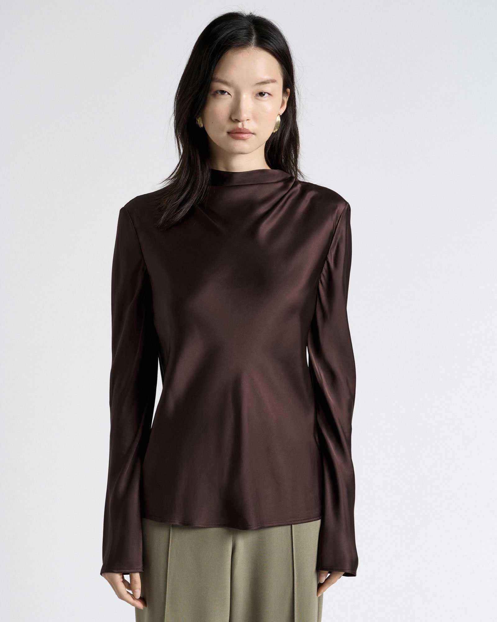 Cue Satin Long Sleeve Top - Image 1
