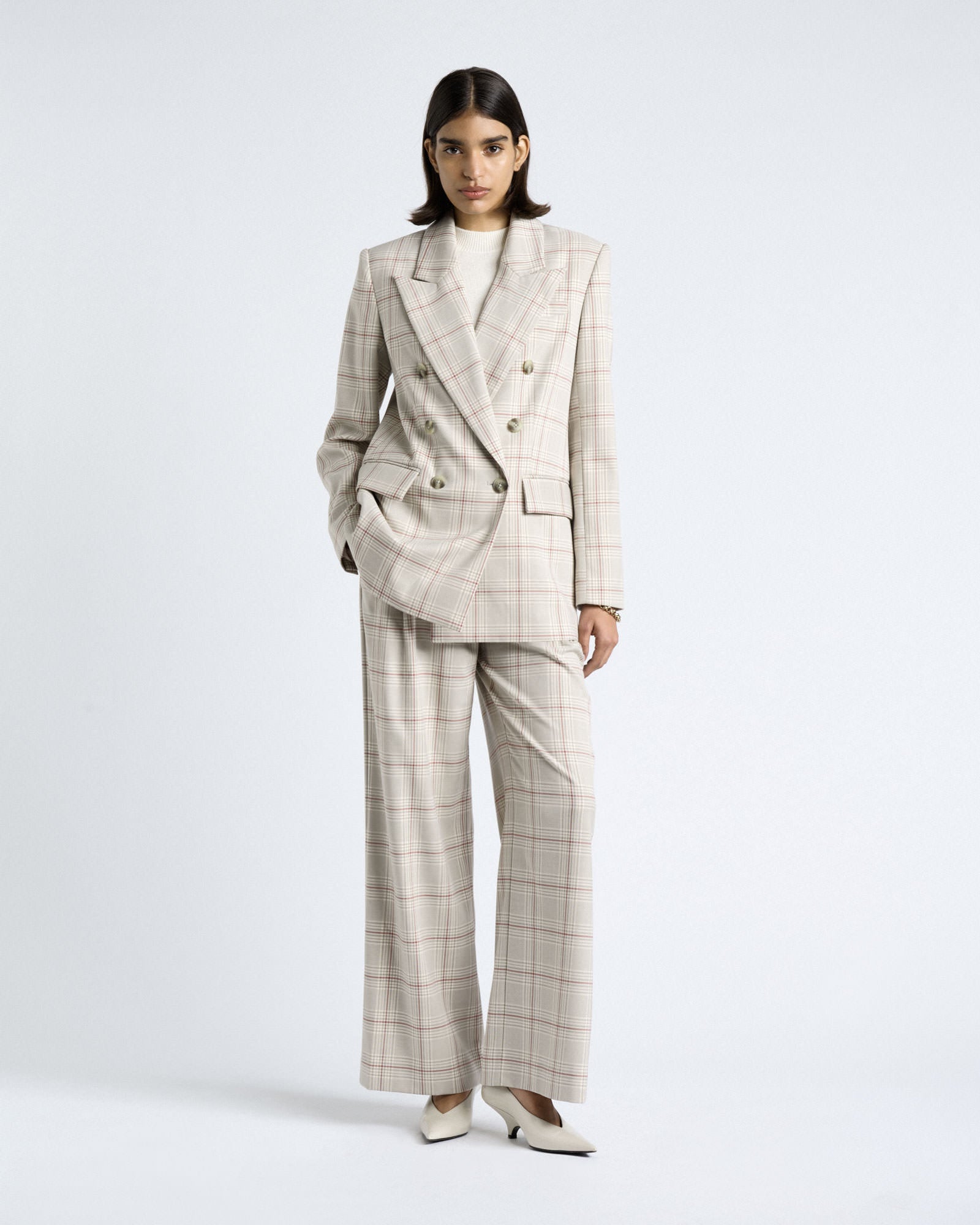 Cue Prince of Wales Check Double Breasted Blazer - Image 1