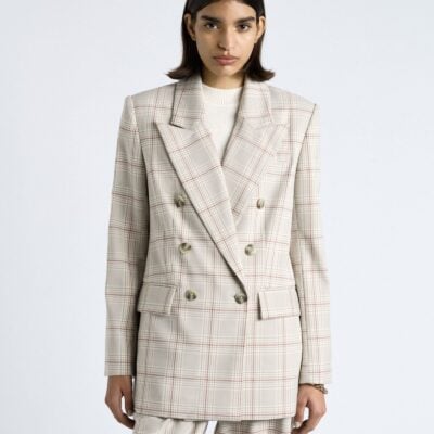 Cue Prince of Wales Check Double Breasted Blazer - Image 2