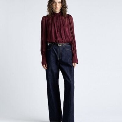 Cue Plum Self Stripe Blouse - Image 2