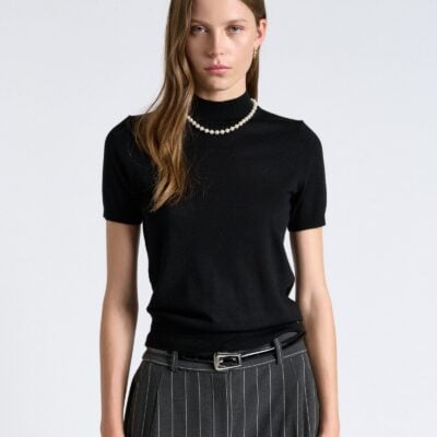 Cue Merino Short Sleeve Mock Neck Knit - Image 1