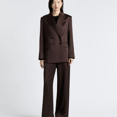 Cue Matte Satin Viscose Double Breasted Blazer - Image 1