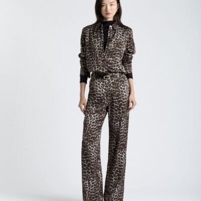 Cue Leopard Viscose Satin Wide Leg Pant - Image 2