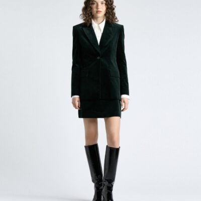 Cue Jade Stretch Velvet Mini Skirt - Image 2