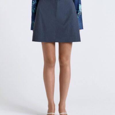 Cue Grey Melange Suiting Mini Skirt - Image 1