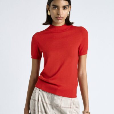 Cue Fine Gauge Short Sleeve Mock Neck - Image 1
