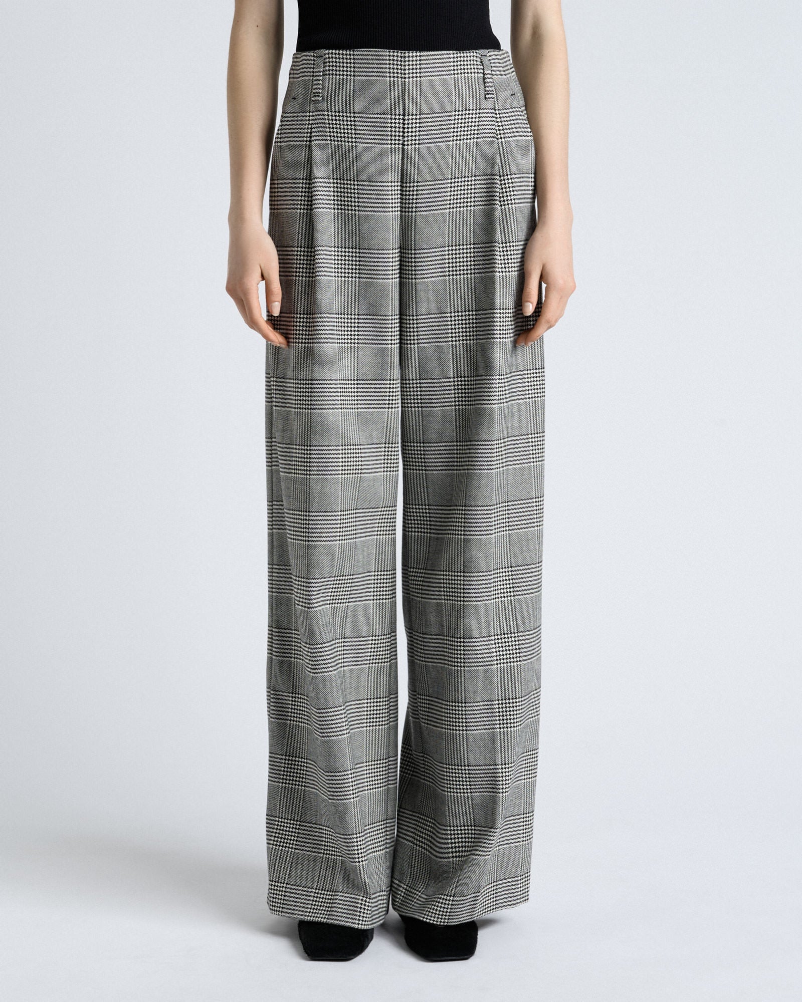 Cue European Houndstooth Check Wide Leg Pant - Image 1