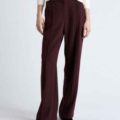 Cue Dark Plum Crepe Straight Leg Pant - Image 1