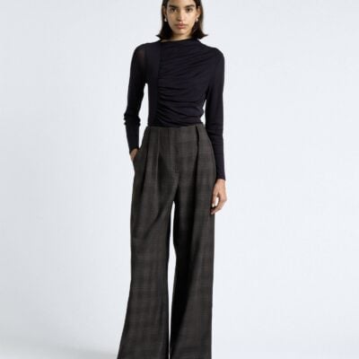 Cue Dark Ink Ruched Mesh Long Sleeve Top - Image 2