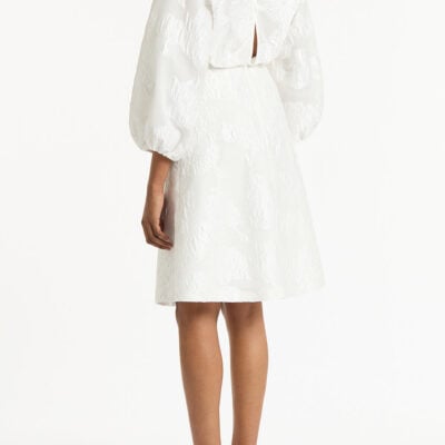 Carla Zampatti White Mesh Jacquard Midi Dress - Image 2