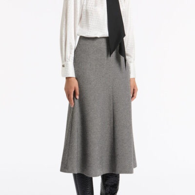 Carla Zampatti White Jacquard Spot Contrast Scarf Top - Image 2