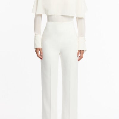 Carla Zampatti White Crepe Wide Classic Pant - Image 1