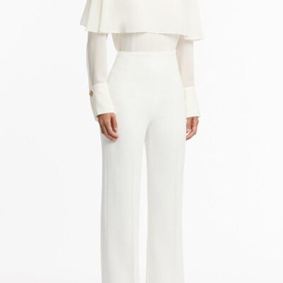 Carla Zampatti White Crepe Wide Classic Pant - Image 2