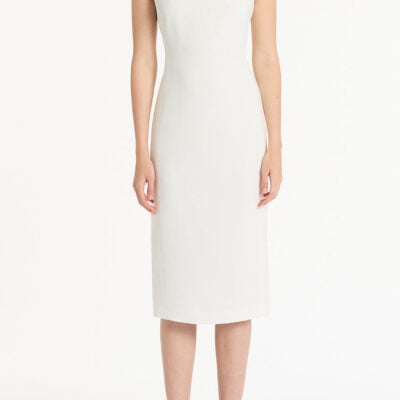 Carla Zampatti White Crepe Sheath Dress - Image 1