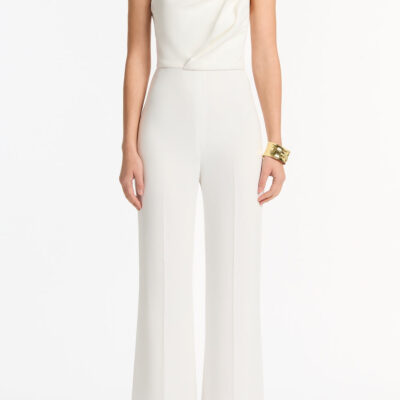 Carla Zampatti White Crepe Sculptural Jumpsuit - Image 1