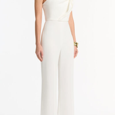 Carla Zampatti White Crepe Sculptural Jumpsuit - Image 2