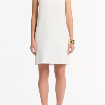 Carla Zampatti White Crepe Scoop Neck Shift Dress - Image 1
