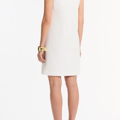 Carla Zampatti White Crepe Scoop Neck Shift Dress - Image 2