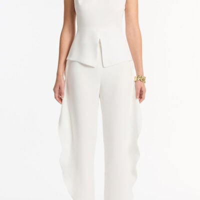 Carla Zampatti White Crepe Peplum Top - Image 1