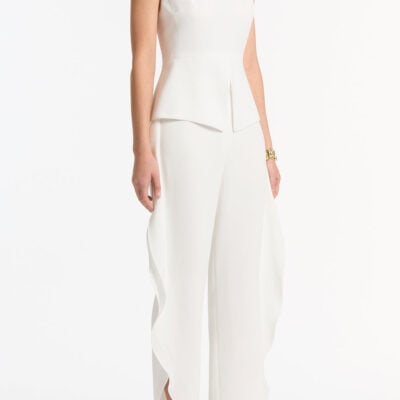 Carla Zampatti White Crepe Peplum Top - Image 2