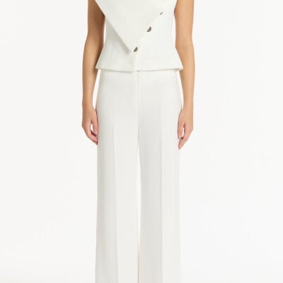 Carla Zampatti White Crepe Low Waist Pant - Image 1