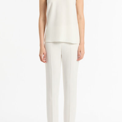 Carla Zampatti White Crepe Classic Slim Pant - Image 1