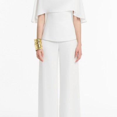 Carla Zampatti White Crepe Cape Top - Image 1