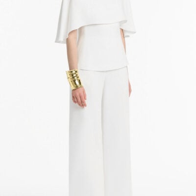 Carla Zampatti White Crepe Cape Top - Image 2