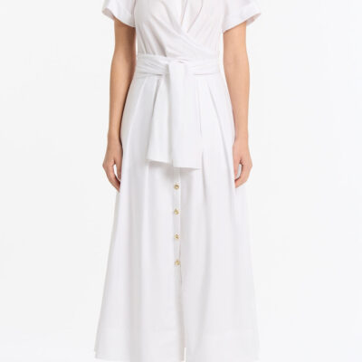 Carla Zampatti White Cotton Wrap Shirt Dress - Image 1