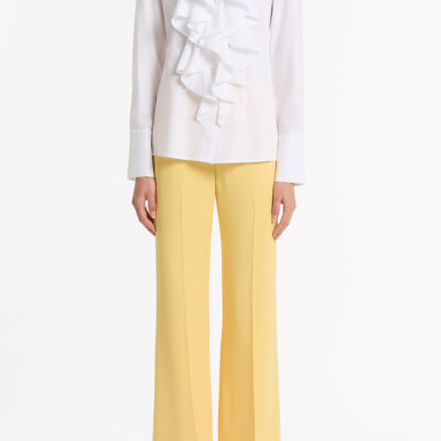 Carla Zampatti White Cotton Frill Front Shirt - Image 1