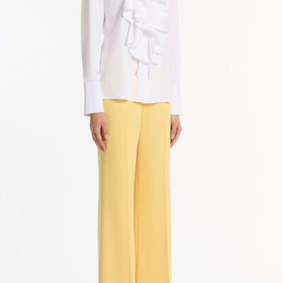 Carla Zampatti White Cotton Frill Front Shirt - Image 2