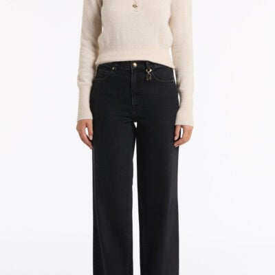 Carla Zampatti Washed Black Denim Wide Leg Pant - Image 1