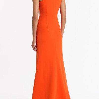 Carla Zampatti Tangerine Crepe One Shoulder Petal Gown - Image 2