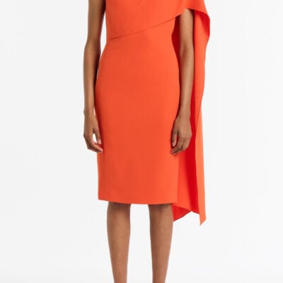 Carla Zampatti Tangerine Crepe Cascade Dress - Image 1