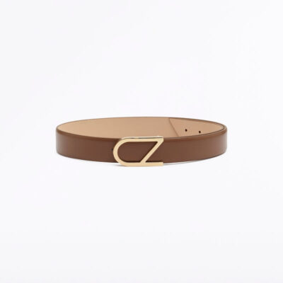 Carla Zampatti Tan Leather CZ Logo Belt - Image 2