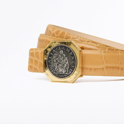Carla Zampatti Tan Croc Octagonal Coin Belt - Image 1