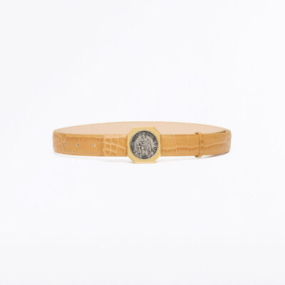 Carla Zampatti Tan Croc Octagonal Coin Belt - Image 2