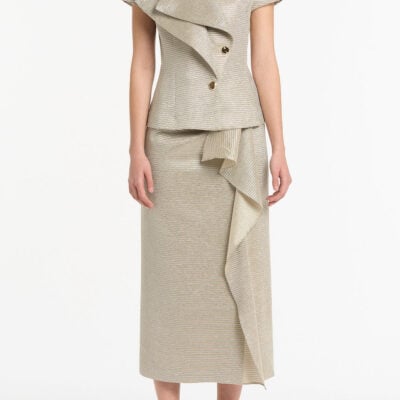 Carla Zampatti Striped Gold Double-breasted Vest - Image 1