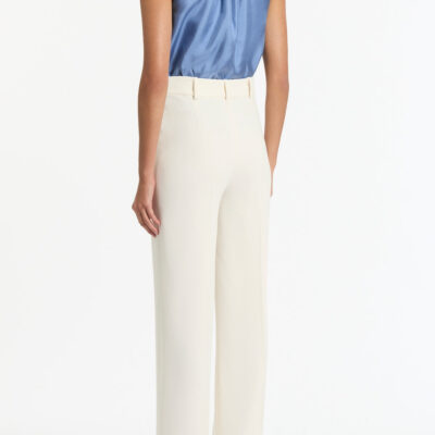Carla Zampatti Steel Blue Silk Twill Ruffle Halter Top - Image 2