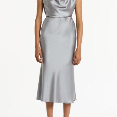 Carla Zampatti Silver Satin Cowl Neck Top - Image 2
