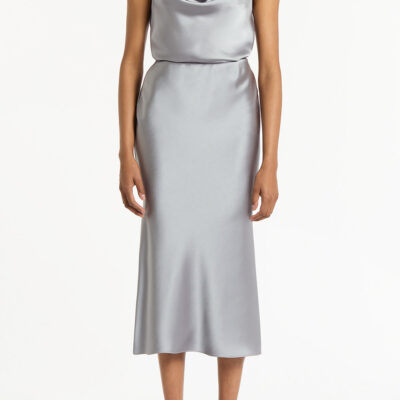 Carla Zampatti Silver Satin Cowl Neck Cami - Image 1